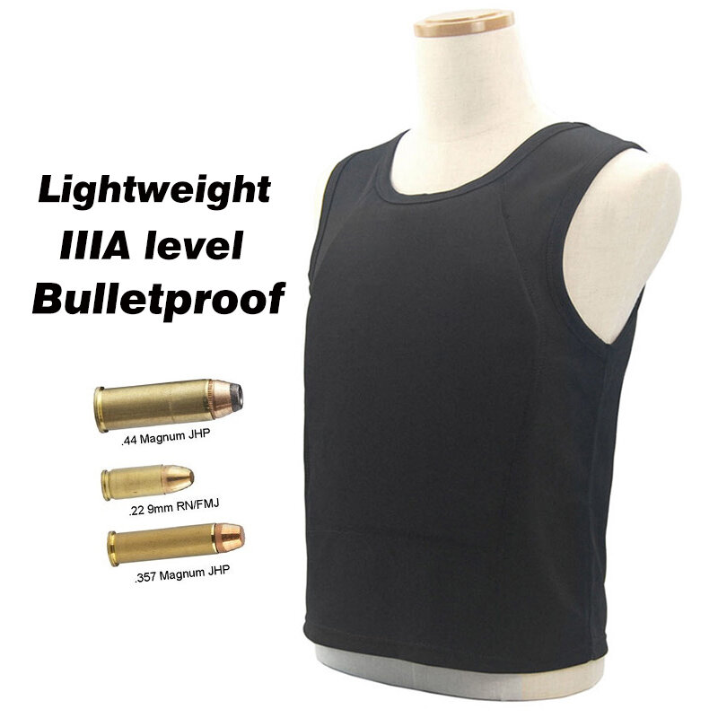 Kamizelka kuloodporna IIIA poziom ultra-wygodny lekki ukryty ukryty wewnątrz nosić miękkie anty-bullet T shirt odzież robocza