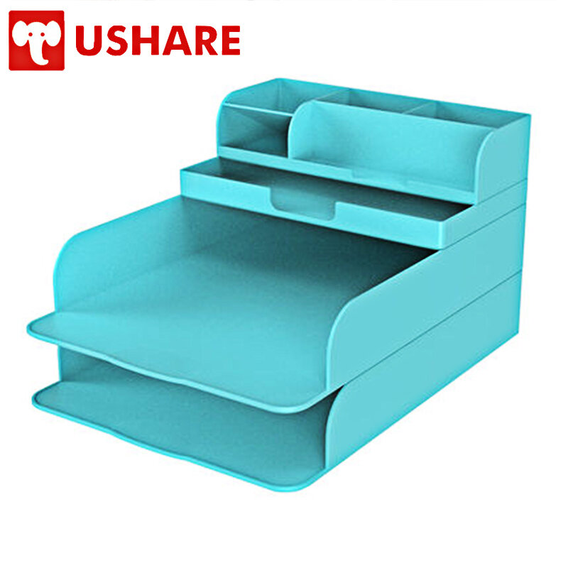 Ushare ABS Multifunctional Stationery Organizer Innovative Office Storage Desk Spellable Phone Stand Points Grid Pencil Holder