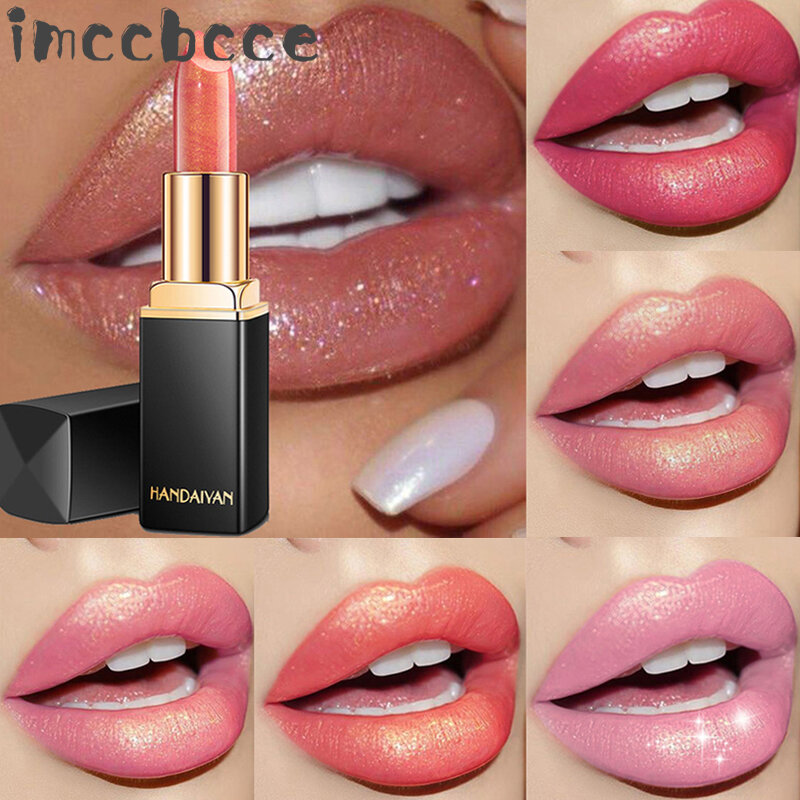 9Color Lips Makeup Waterproof Nude Glitter Lipstick Mermaid Velve Sexy Shimmer Red Lip Stick Moisturizer Fashion Beauty Cosmetic