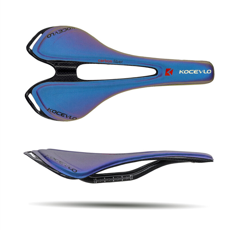 KOCEVLO-sillín de fibra de carbono y cuero para bicicleta de montaña, cojín de asiento, piezas de Ciclismo de decoloración