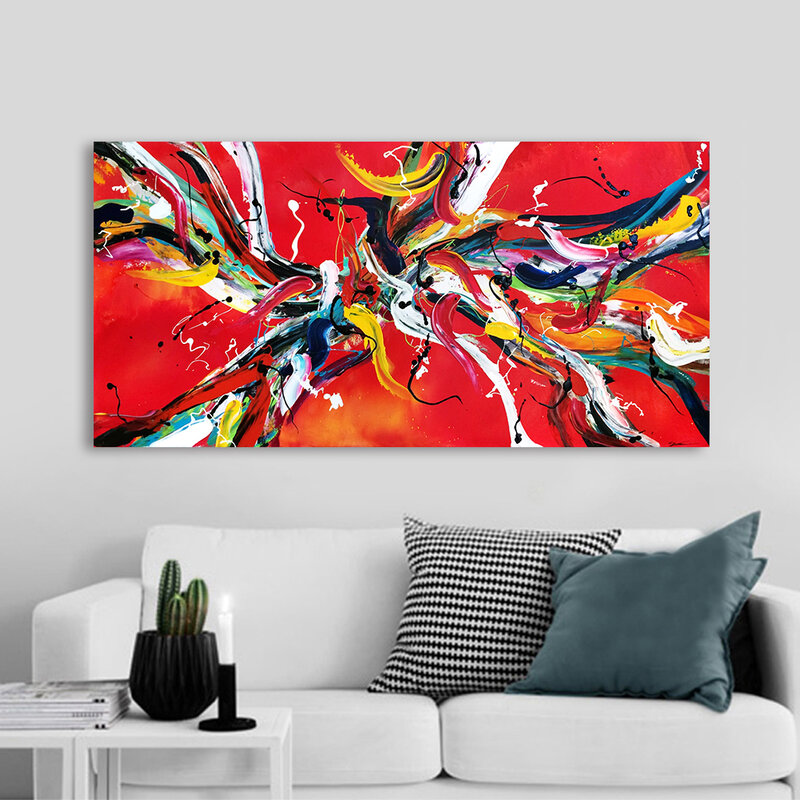 AAHH Canvas Painting Wall Art Canvas Abstract Painting Red Picture Print on Canvas Poster for Living Room Home Decor No Frame