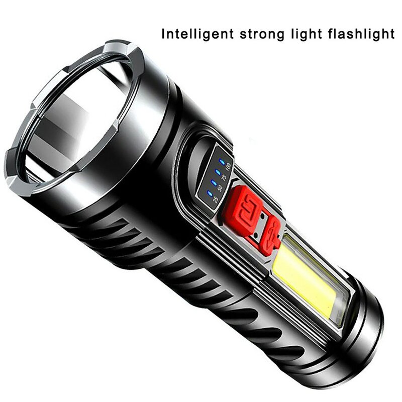 Strong Light Flashlight Outdoor Multi-Function Portable Flashlight Power Display Solar Rechargeable Flashlight