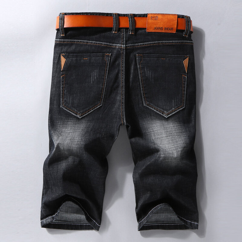 Los hombres pantalones cortos de mezclilla 2020 novedad de verano estilo de la sección delgada fuerza elástica Slim Fit pantalones vaqueros cortos Hombre ropa de marca Negro Azul