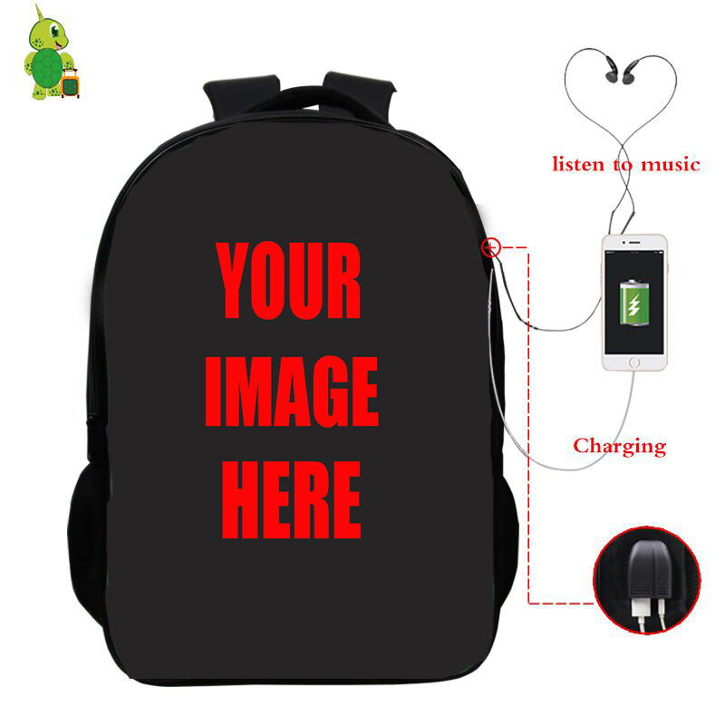 Mochila personalizada com logotipo personalizado, mochila escolar personalizada para laptop, mochila adolescente personalizada com carregamento usb