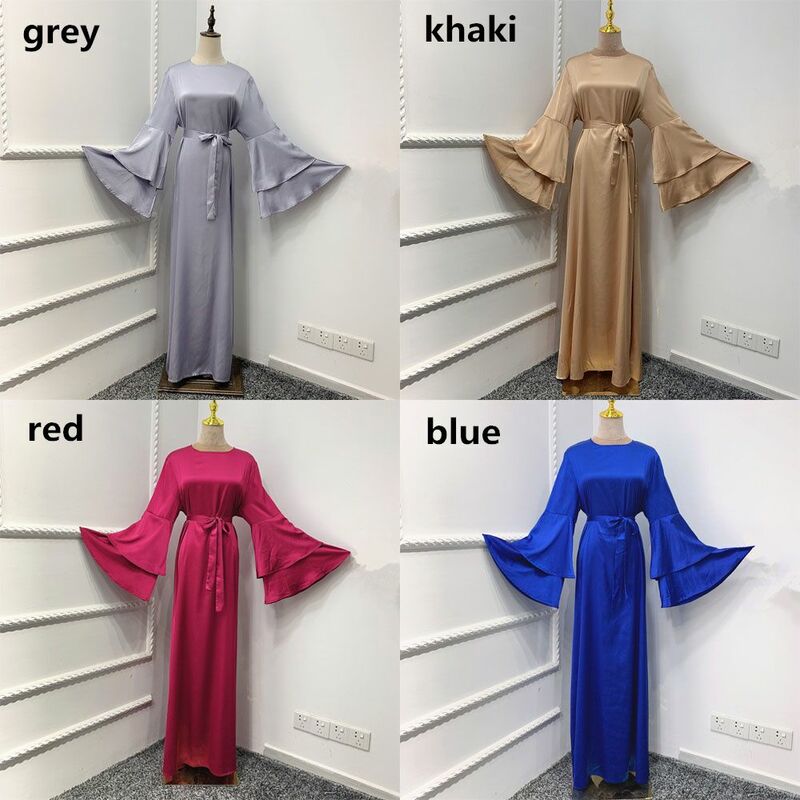 Longue femme islam caftan turquia ramadan dubai muçulmano cetim maxi vestidos eid abaya feminino hijab vestido