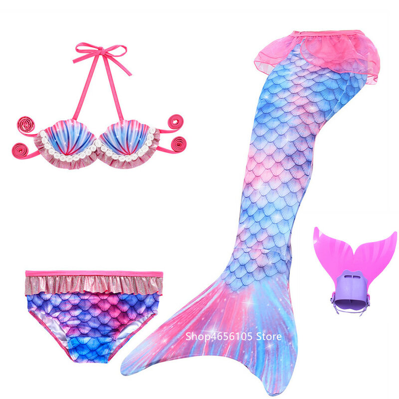 Disfraz de cola de sirena para niños y niñas, Traje de baño de princesa con monoaleta, Bikini