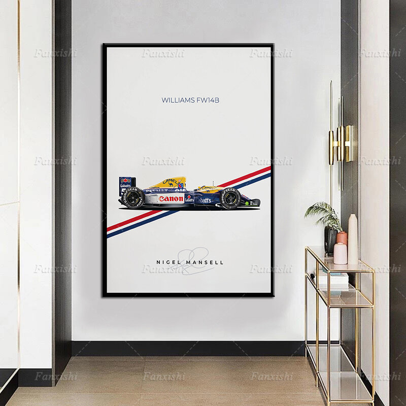 F1 автомобиль Уильямс FW14B Nigel Mansell-фотообои Искусство Холст Живопись Печать Hd модульные картины для дома офиса Декор подарок