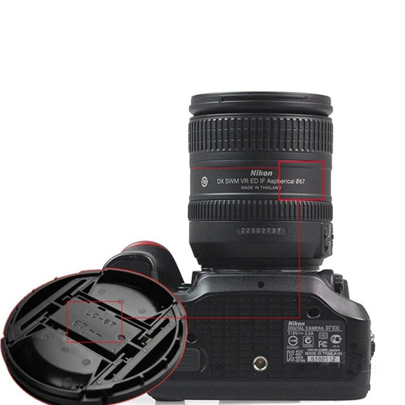 Tapa de lente de cámara, accesorio de 52mm, 55mm, 58mm, 62mm, 67mm, 72mm, 77mm, 82mm, 86mm, a presión, con cuerda antipérdida para lente de cámara Nikon, Canon