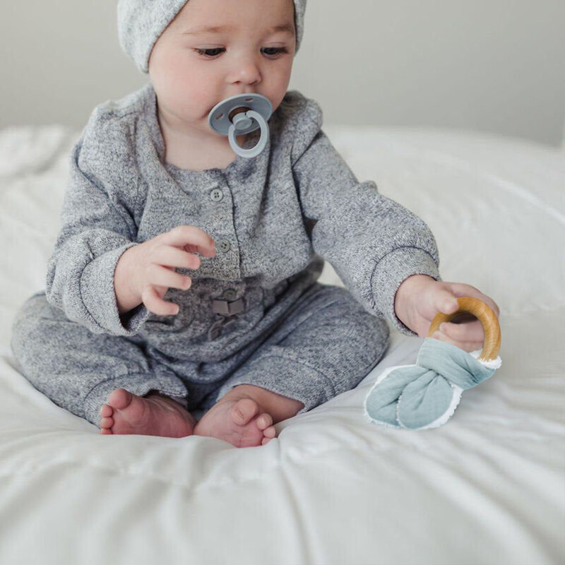 Konijn Oor Houten Baby Tandjes Bijtring Ring Food Grade Zintuiglijke Speelgoed Voor Training Bijtringen Douche Gift