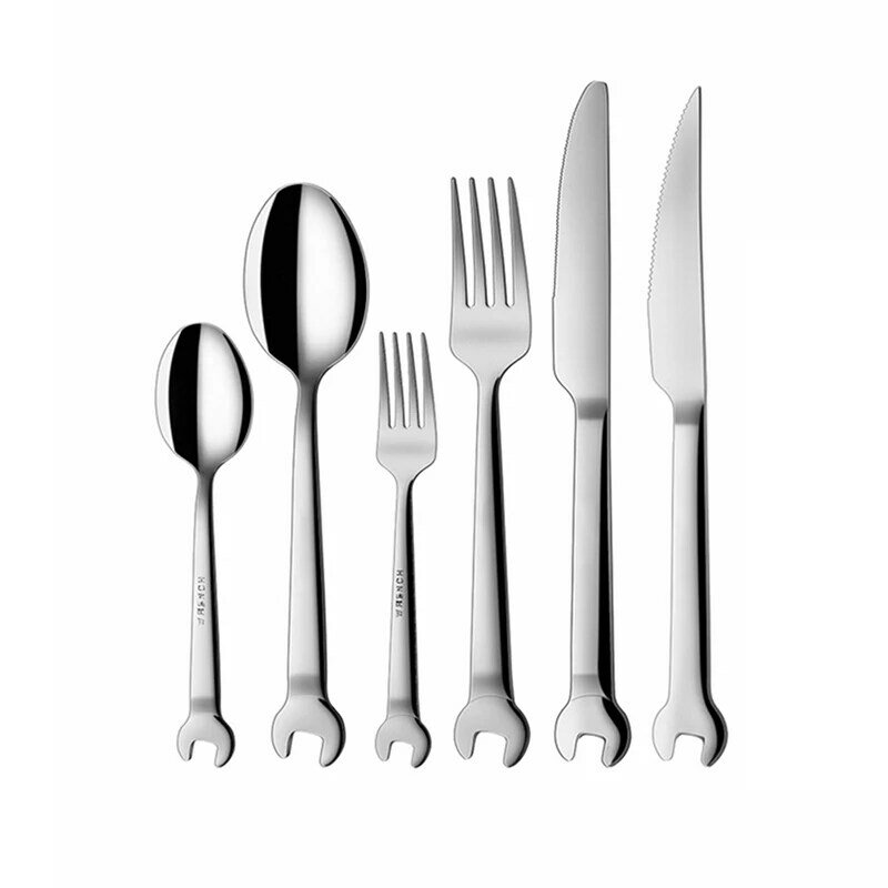 Conjunto de talheres de aço inoxidável, kit criativo com chave em formato, faca, utensílios de cozinha, acessórios para jantar, garfo, colher, família, acampamento