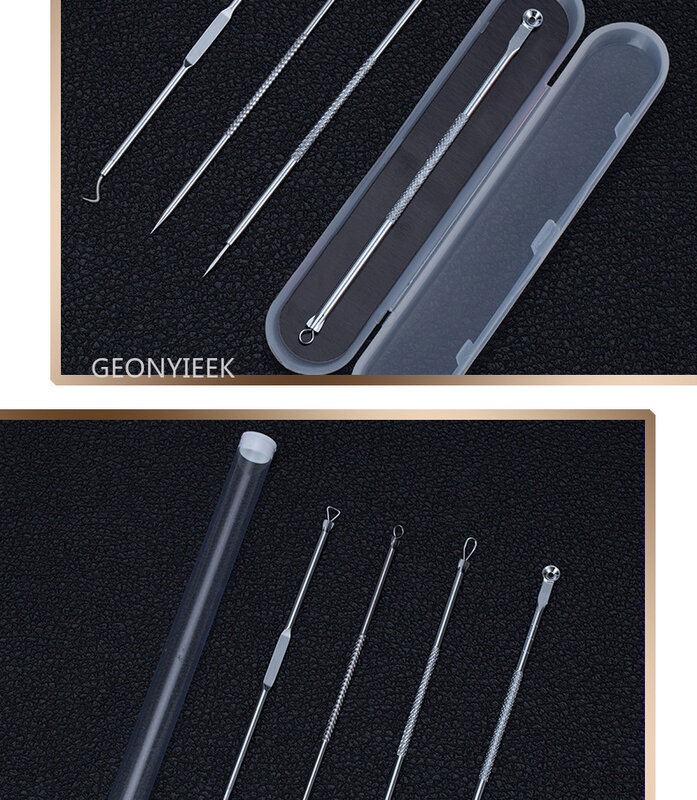 4pcs/set Gold Blackhead Acne Needles Face Skin Care Pore Cleaner Needles Remove Tools Stainless Steel Blackhead Comedone Needles