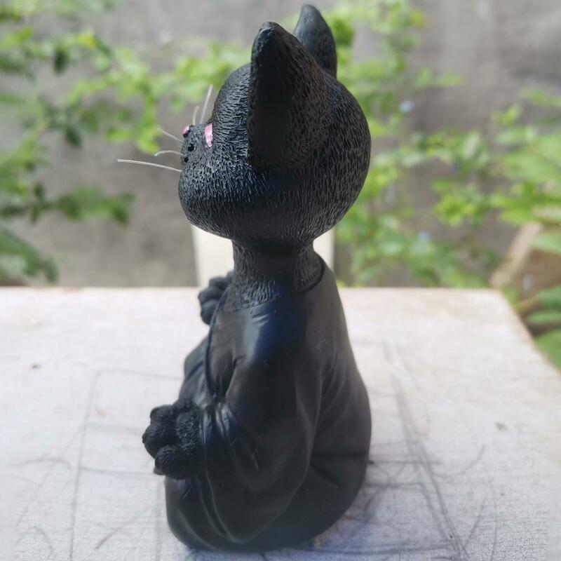 Caprichoso collectible gatos estatueta resina meditação yoga jardim estátua resina artesanato estátua jardinagem acessórios de decoração