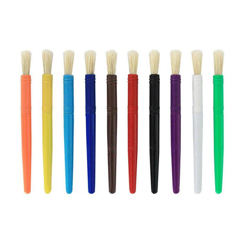 Children Plastic 10-color Pen-washing Cup + 10-color Bristle Graffiti Painting Brush Set