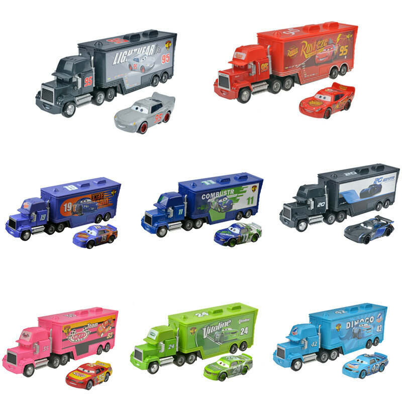 Disney Pixar Cars 2 3  Lightning McQueen Jackson Storm Mack Uncle Truck 1:55 Diecast Model Car Toys For Children's Birthday Gift