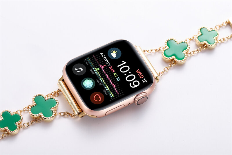 Correa de Metal decorativa para Apple Watch para mujer, correa de anillo de 44mm/40mm, 42/38mm, pulsera iwatch series 5 4 3 6 SE 7 41mm/45mm