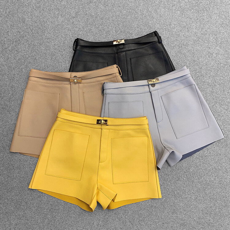 Factory New Arrival  2022 Real Sheepskin Leather Shorts Single Size Cheap Price