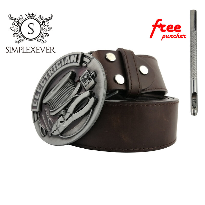 Boucle de ceinture ovale pour hommes, outils métalliques, costume de tête pour électricien, 3.8-4cm