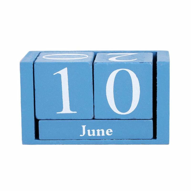 Calendario perpetuo de madera Vintage, bloques eternos, fecha y mes, accesorios de escritorio, accesorios de fotografía, accesorios para el hogar y la Oficina