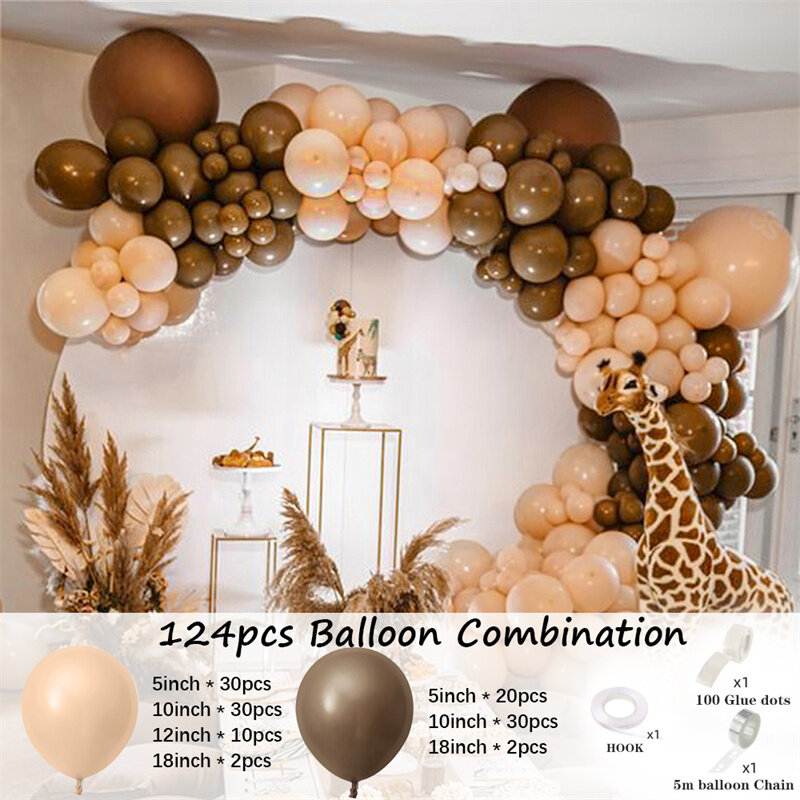 Retro brązowe balony Garland Arch lateksowe balony nadmuchiwane dekoracje weselne urodziny chrzest tło z motywem dekoracje na imprezy