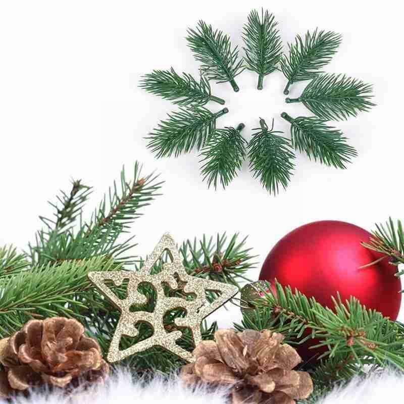 10Pcs พืชประดิษฐ์ Pine สาขาต้นคริสต์มาส Xmas เด็ก Diy ปีตกแต่งอุปกรณ์เสริมของขวัญ Florals ใหม่ Orna P4l1