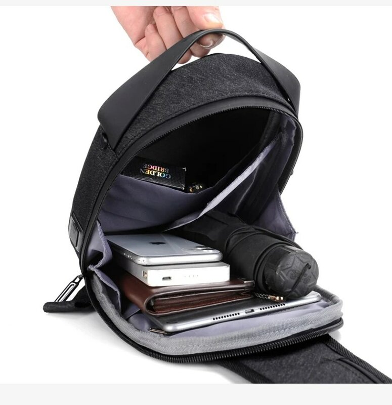 Borsa a tracolla borsa a tracolla multifunzione borsa a tracolla da uomo d'affari borsa di ricarica USB borsa a tracolla impermeabile striscia riflettente maschile