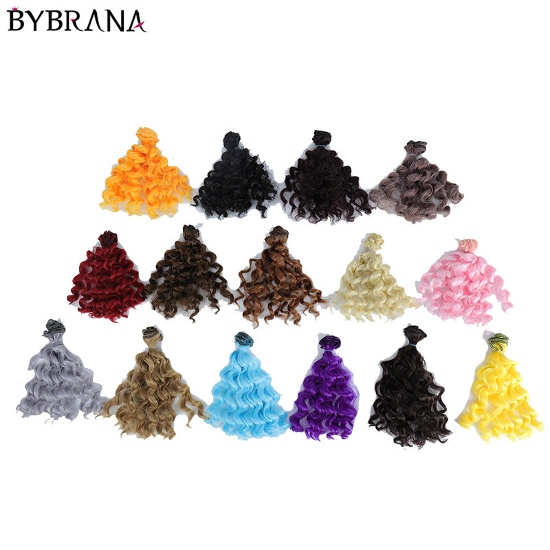 Bybrana-pelucas de pelo rizado corto para muñecas, pelo de 15cm x 100cm, Color negro, dorado, marrón y plateado, BJD DIY, 1/3, 1/4, 1/6