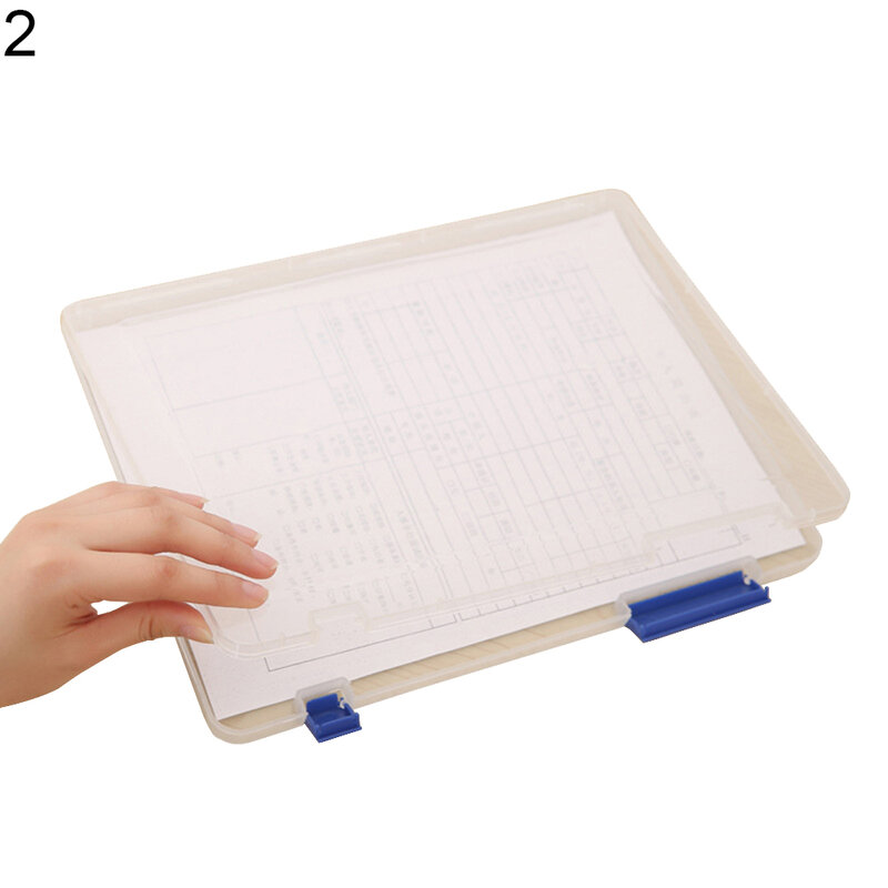 Caja de almacenamiento transparente para documentos, estuche de plástico A4 para documentos, oficina y escuela, 1 unidad