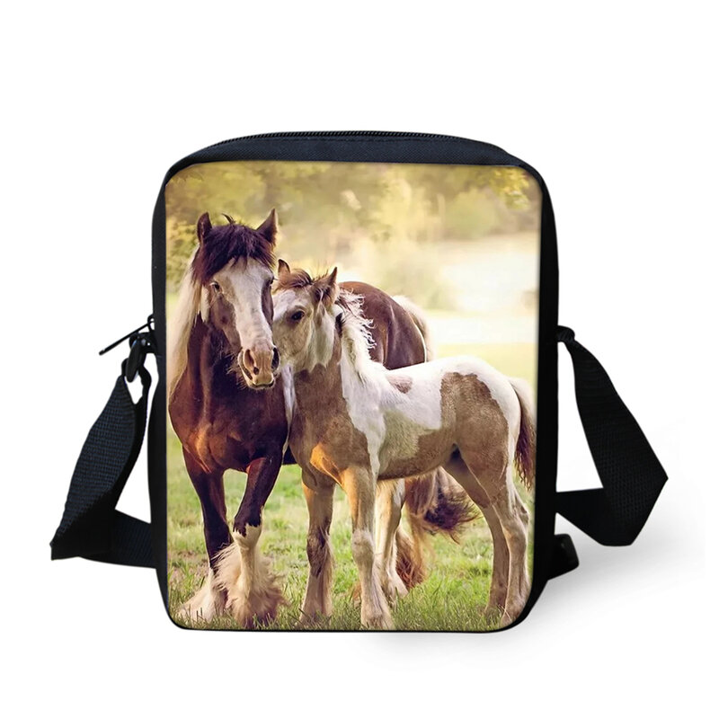 Women's Messenger Bags Beautiful Horses Prints Pattern Girls Cross Body Bags Cartoon Animal Fashion Mini Flaps Purse Bag