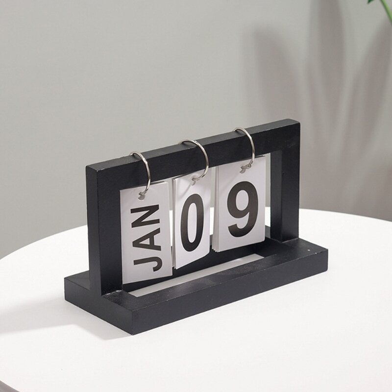Calendario de escritorio abatible de Metal para uso diario en la oficina, calendario Vintage de madera perpetuo para el hogar