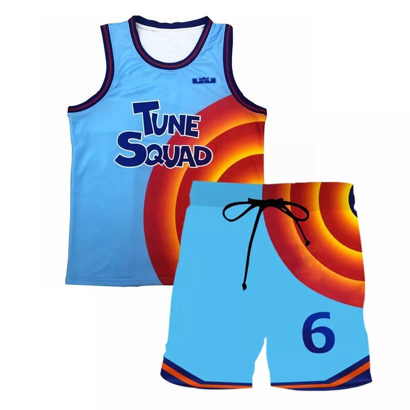 Kaus Basket Luar Angkasa Kostum Cosplay James Tune Squad Jersey Jam 2 Kostum Cosplay Atasan Seragam Warisan Baru Anak-anak Dewasa Setelan Baju Pendek
