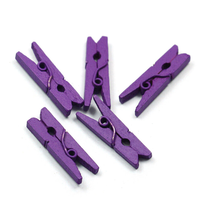 20Pcs Mini Gekleurde Houten Clips Voor Foto Clips Wasknijper Papier Peg Pin Craft Decoratie Clips Pinnen Bruiloft Decoratie
