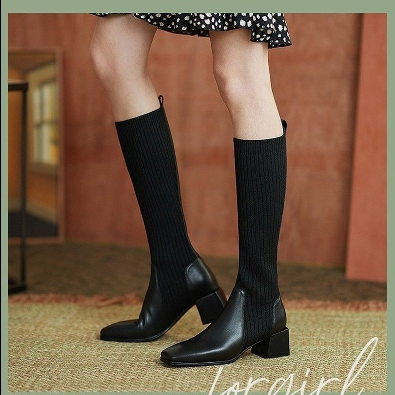 ถุงเท้ารองเท้าผู้หญิง2022ฤดูหนาวใหม่คุณภาพสูงแพลตฟอร์ม Casual ถัก Warm เชลซี Botas เซ็กซี่ Designer Chunky บู๊ทส์...