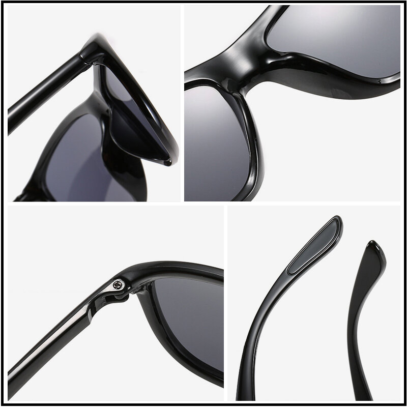 Hooban óculos de sol retangular masculino, óculos retrô preto vintage ao ar livre uv400