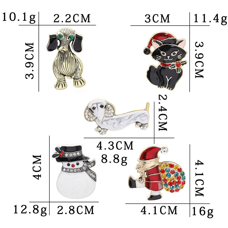 Xmas broszka Snowman święty mikołaj kotek pies zwierząt broszka modna biżuteria na prezent dla kobiet wystrój świąteczny prezenty hurtowych
