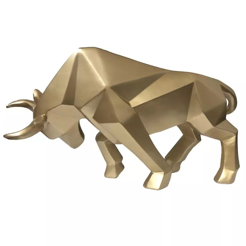 UNTIOR Abstract Bull Statue Geometric Cattle Sculpture Ornament Animal Figurines Morden Home Living Room Office Desktop Decor