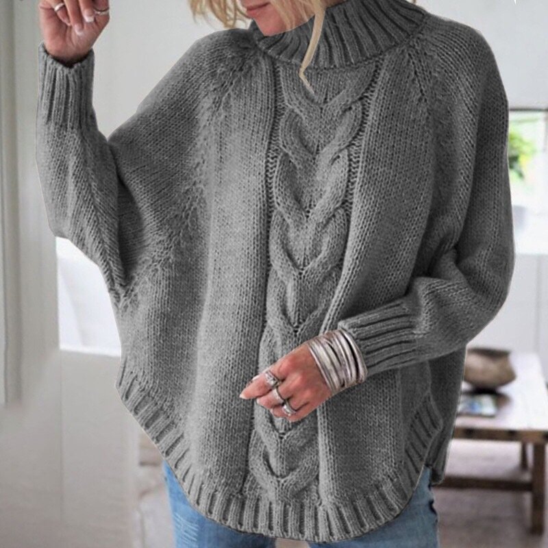 Damski sweter Pull Femme elegancki półgolf dzianinowy jednolity kolor Twist swetry podstawowe koszulki Top Female