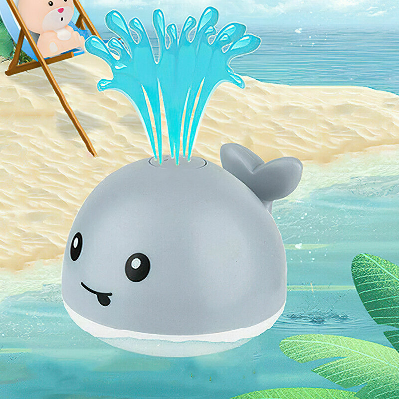 เด็กทารกน่ารักการ์ตูนวาฬลอย Spouting ของเล่นเหนี่ยวนำไฟฟ้าน้ำ Jet ปลาวาฬ Light เพลงของเล่นเด็ก