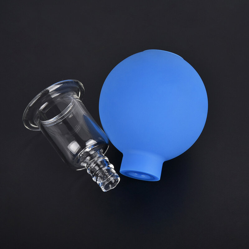 4Pcs/Set Blue Vacuum Cupping Cups PVC Head Glass Suction Body Massage Family Meridian Acupuncture Chinese Medical Therapy Jar