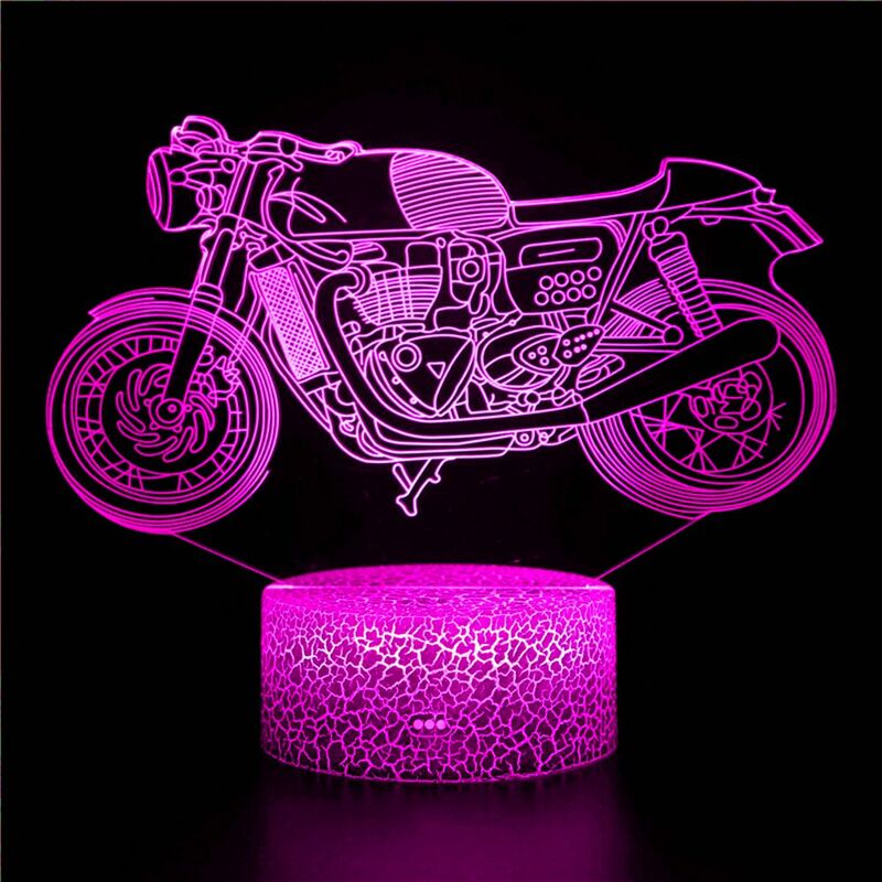 Cool รถจักรยานยนต์ LED Night Light ตกแต่งห้องนอนเด็กวันเกิดของขวัญเด็กศึกษา3d รถจักรยานยนต์ Sp