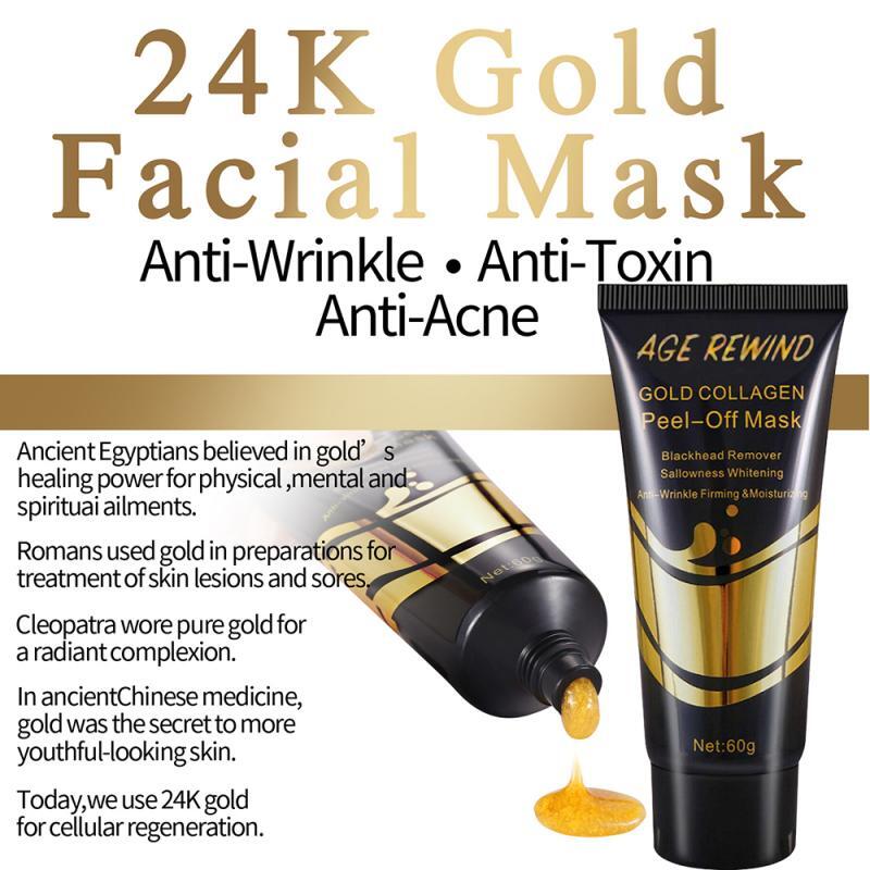 Nuovo 24K oro collagene cura del viso viso staccare Anti Aging rimuovere la cura delle rughe controllo dell'olio maschera strappante maschera ridurre i pori maschere