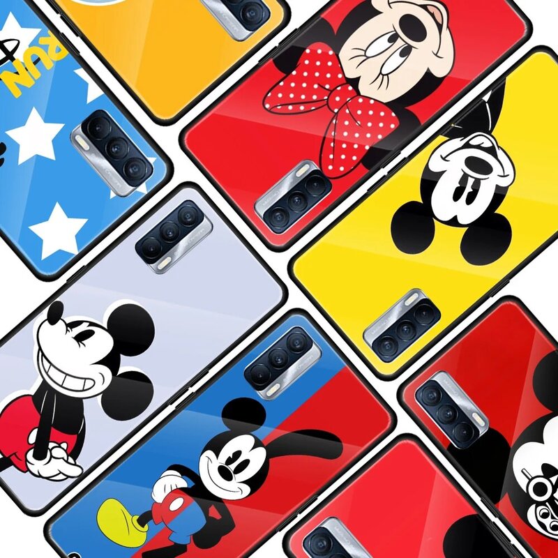 Disney Mickey Mouse Oswald para OPPO Realme 7i 7 6 5 Pro C3 XT A9 2020 A52 encontrar X2Lite de lujo funda de vidrio templado para teléfono cubierta