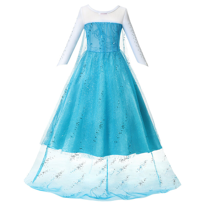 Robe de princesse Elsa pour fille, tenue de cosplay Reine des Neiges, costume fantaisie, dédie aux enfant, déguisement d'Halloween