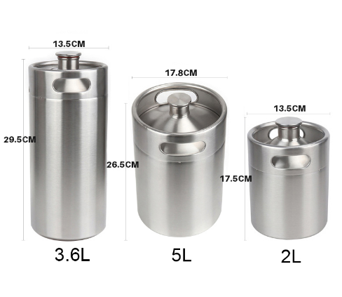 Mini barril de cerveza de acero inoxidable, botella de cerveza portátil para el hogar, accesorios de barra, herramienta, 5L/4L/3,6l/2L