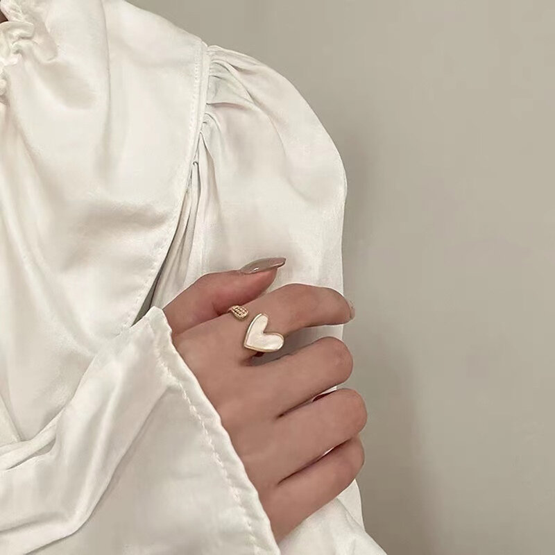 Romantyczny ładny kształt miłości pierścień kobieta moda osobowość unikalny projekt otwarcie palec wskazujący Trend mody kreatywna biżuteria