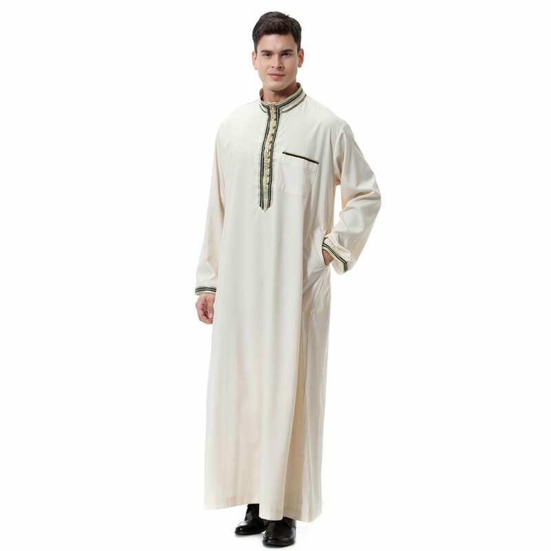 2020 homens da moda vestuário islâmico Abaya dubai Kaftan Paquistão muçulmano arabe caftan marocain Robe musulman de modo ropa americana