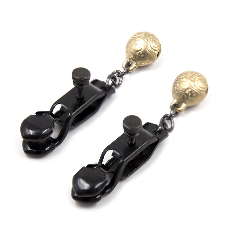 Um par de metal mamilos clipes sinos de ouro erótico estimulação do peito bdsm adultos jogos brinquedos alta qualidade mamilos clipes sino