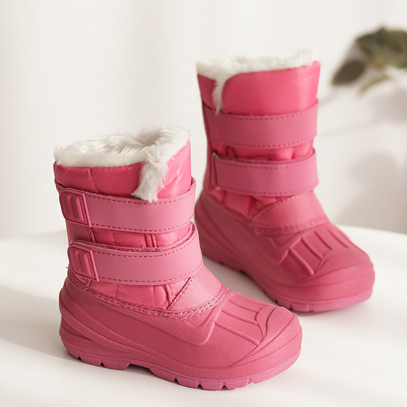 어린이 스노우 부츠 귀여운 만화 유니콘 패턴 방수 키즈 신발 소년 겨울 플러시 따뜻한 유아 아기 부츠 공주 신발