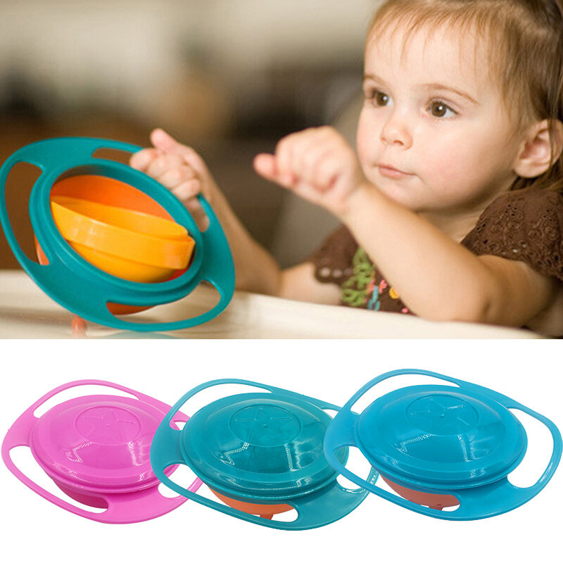 Bacia de treinamento giroscópio universal design prático crianças equilíbrio rotativo novidade 360 graus girar pratos de alimentação do bebê à prova de derramamento