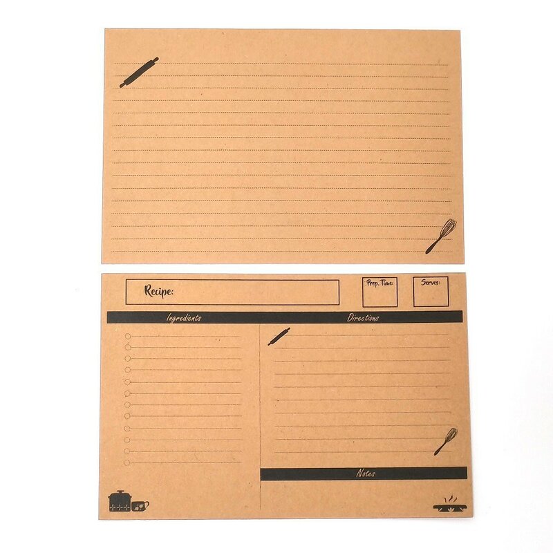 Tarjetas de papel Kraft grabables de doble cara de alta calidad, 10-15 piezas, 10cm x 15cm, para notas de libros de cocina de recetas