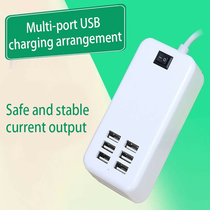 HUB USB 6 porte Splitter con Switcher adattatore di alimentazione presa di prolunga per ricarica a parete da tavolo presa 5V AC EU US UK Plug